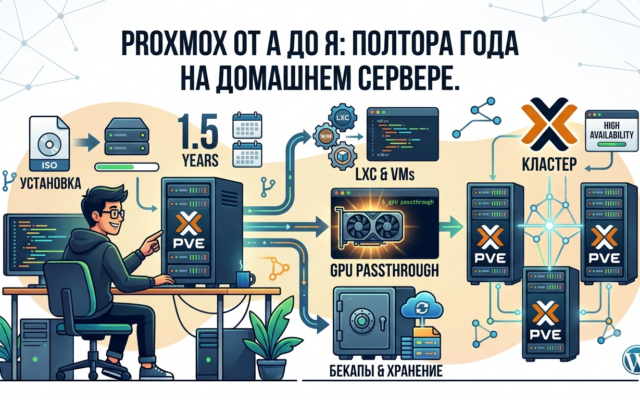 Proxmox от А до Я полтора года на домашнем сервере. Установка, LXC, GPU, бекапы, кластер