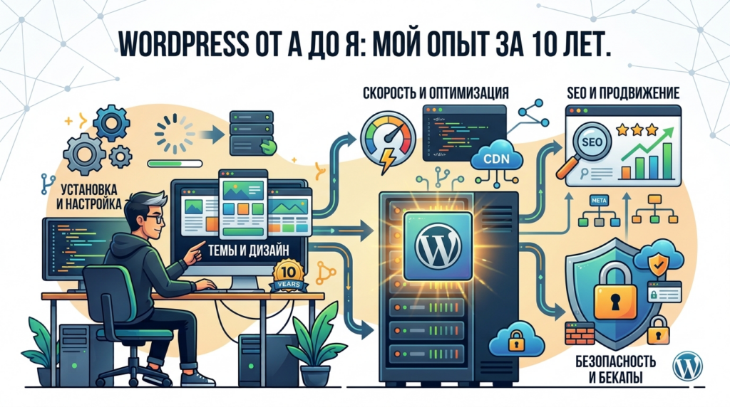 WordPress от А до Я мой опыт за 10 лет. Установка, темы, скорость, SEO, безопасность