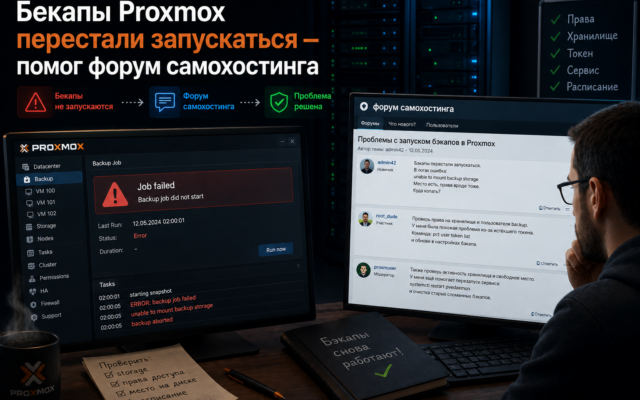 Бекапы Proxmox перестали запускаться — помог форум самохостинга