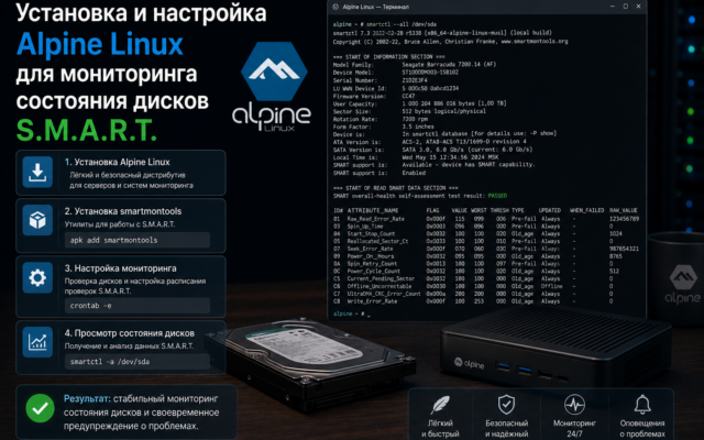 Как я S.M.A.R.T. на Alpine Linux настроил и перестал бояться за диски