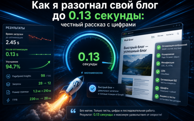 Как я разогнал свой блог до 0.13 секунды честный рассказ с цифрами