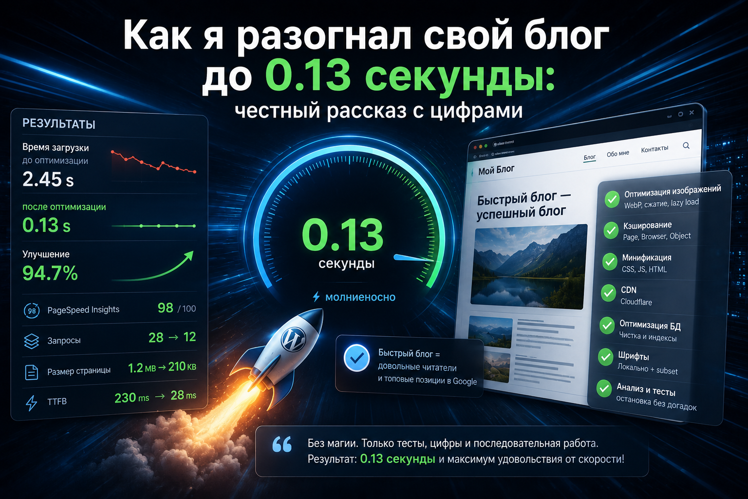 Как я разогнал свой блог до 0.13 секунды честный рассказ с цифрами