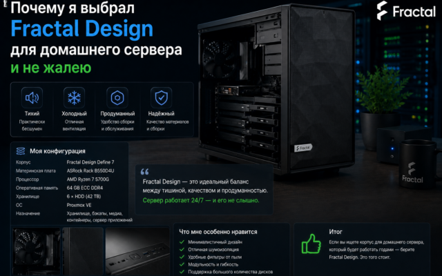 Почему я выбрал Fractal Design для домашнего сервера и не жалею