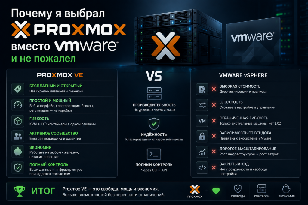 Почему я выбрал Proxmox вместо VMware и не пожалел