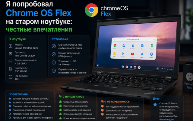 Я попробовал Chrome OS Flex на старом ноутбуке честные впечатления