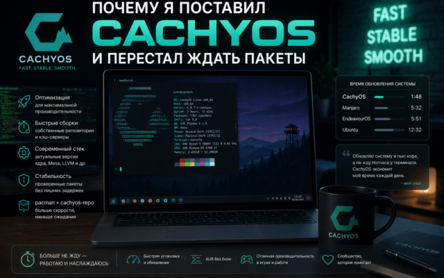 CachyOS — ускорение Linux, обложка статьи